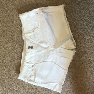 High waisted denim white shorts